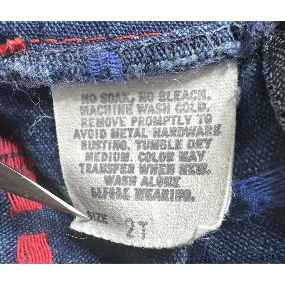 Vintage OshKosh B'gosh Overalls 2T Kids Geometric Jean Vestbak Union Made USA